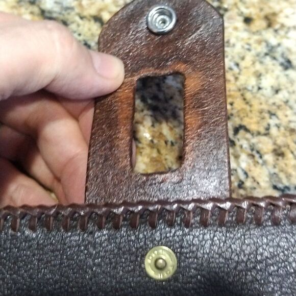 Vintage Alaska Tooled Leather Red Rose Flower Kisslock Kiss Lock Wallet - Picture 6 of 12